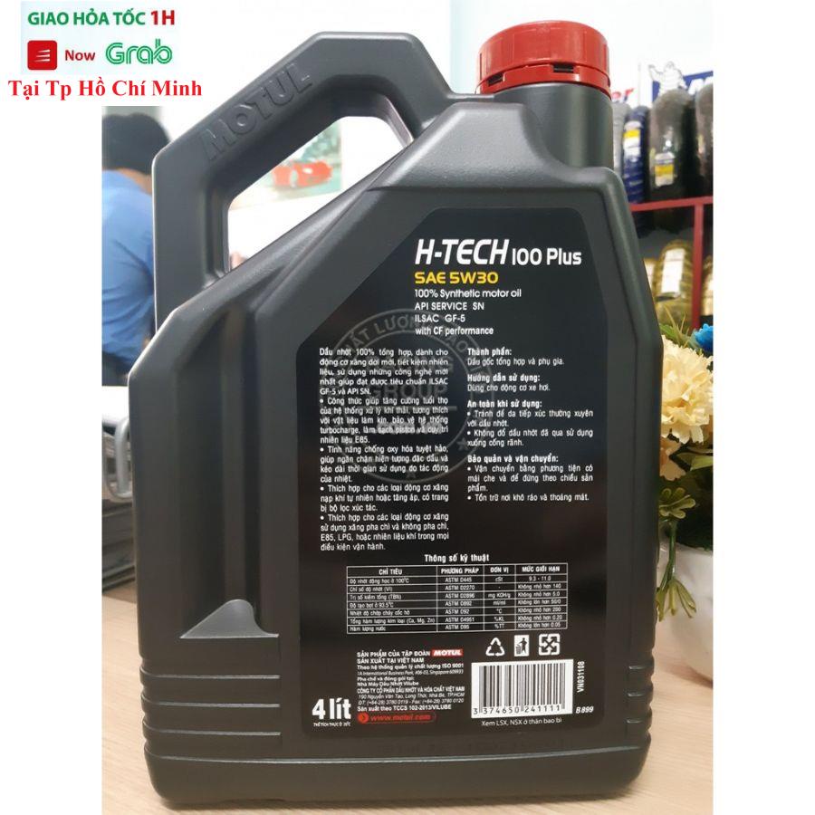 Nhớt Tổng Hợp Xe Hơi Motul H-Tech 100 Plus 5W30 Bình 4 Lít - Hàng Chính Hãng