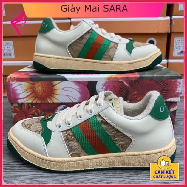 Giày 𝐆𝐮𝐜𝐜𝐢 𝐒ơ𝐧 𝐓ù𝐧𝐠 ⚡️𝐅𝐑𝐄𝐄 𝐒𝐇𝐈𝐏⚡️ Giày thể thao GG 3 vạch hàng cao cấp da thật cực