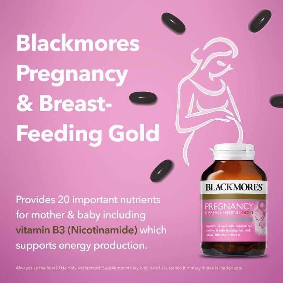 [Hàng chuẩn Úc] Viên uống vitamin tổng hợp cho bà bầu Blackmores pregnancy and breast feeding gold 60 - 180 viên của Úc
