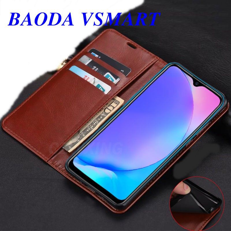 Bao da Vsmart Joy 3 joy 4 live 4 star 3 star 4 active 3 bee 3 aris chất liệu da may viền sang trọng, có ngăn đựng thẻ