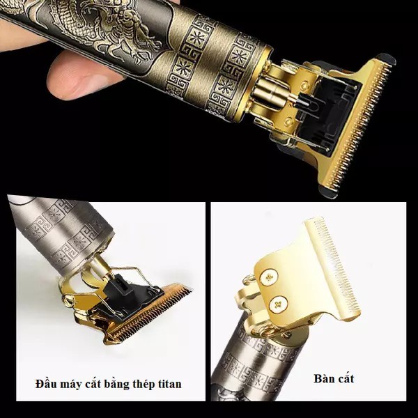 Tông đơ cắt tóc Chắn Viền Vintage T9 Chính Hãng Sạc Điện, Pin Cực Bền,cao cấp