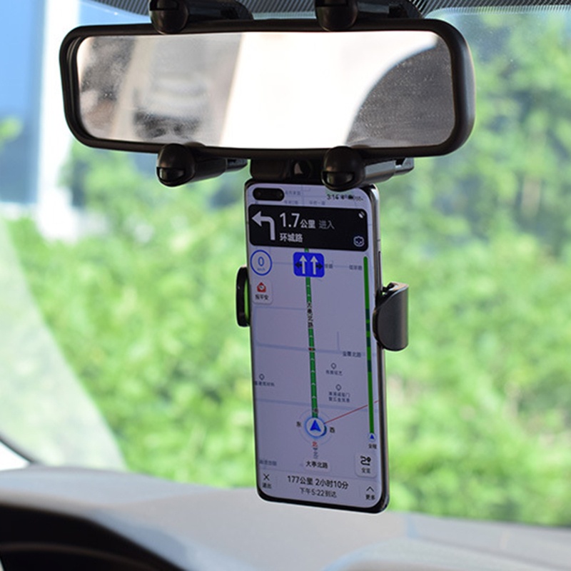 Gương Chiếu Hậu Xoay 360 Độ Chuyên Dụng Cho Xe Hơi° Giá Đỡ Điện Thoại / Thiết Bị Định Vị GPS Có Thể Thu Gọn Kèm Miếng Đệm Silicon