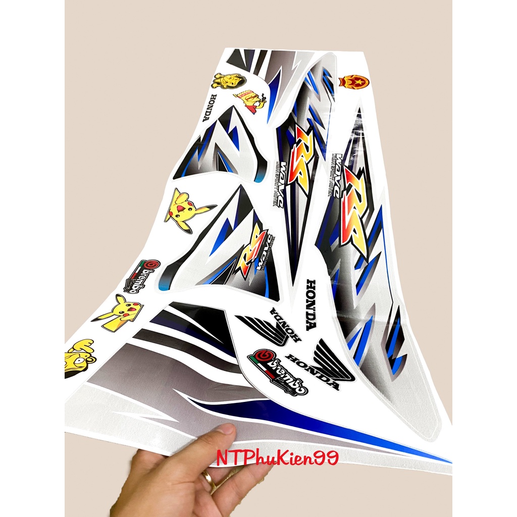 Tem rời Wave Alpha 50cc-100cc-110cc MẪU RS Màu Xanh Dương.3 Lớp Siêu Đẹp