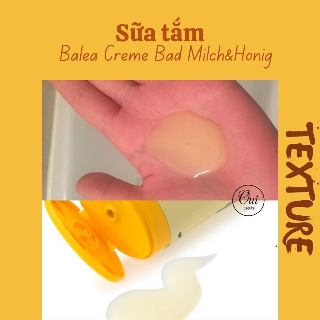 Sữa tắm dưỡng ẩm Balea Creme Bad Milch&amp;Honig, sữa tắm thế hệ mới hương sữa và mật ong 750ml Ouibeaute