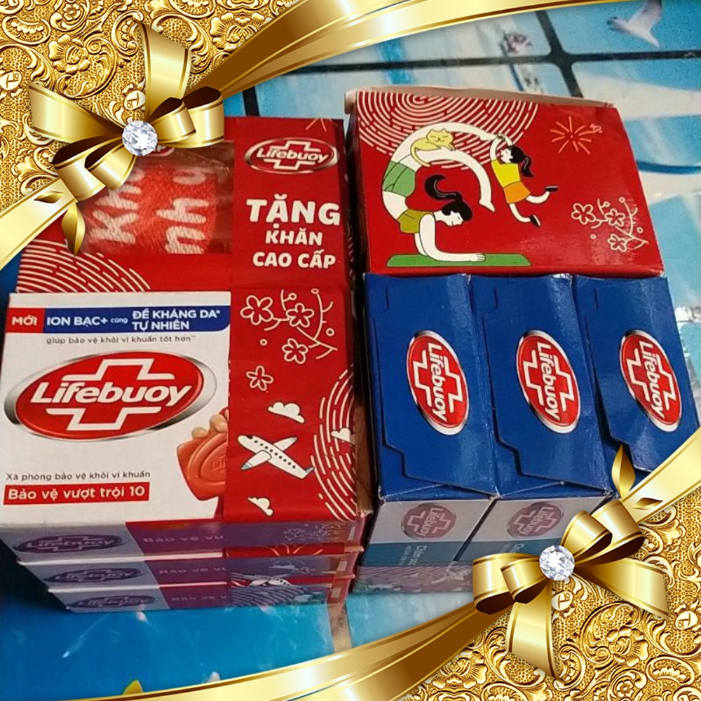 Combo 3 xà bông cục Lifebuoy Bảo Vệ Vượt Trội tặng khăn