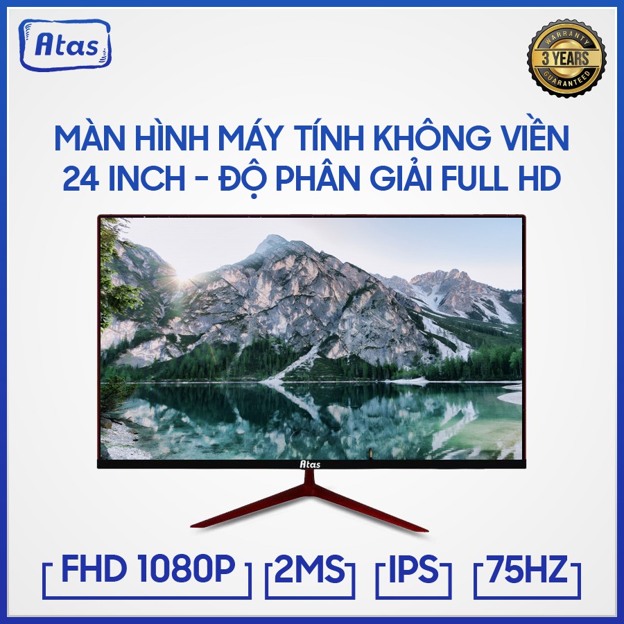 Màn Hình Máy Tính Gaming ATAS 24 Inch – Full HD 1080 - Tấm nền IPS - Tần số quét 75HZ