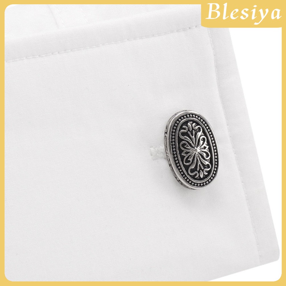 [Blesiya] Khuy Măng Sét Cổ Điển Màu Bạc Cho Chú Rể Trong Ngày Cưới
