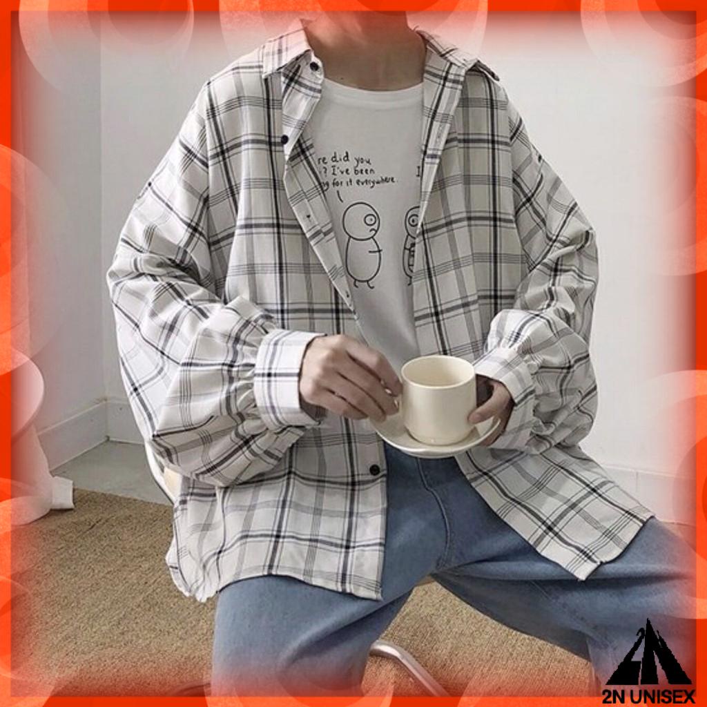 Áo sơ mi khoác ngoài form rộng - somi nam nữ oversize sọc số 23 - 2N Unisex