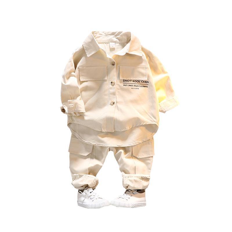 Set Áo Sơ Mi Dài Tay Cổ Bẻ + Áo Khoác Dài Tay Cổ Bẻ Form Dài Rộng Thời Trang Hàn Cho Bé Trai