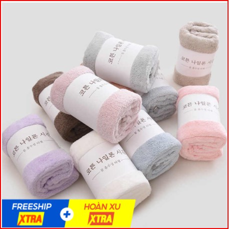 Khăn mặt Hàn Quốc Siêu Mềm Mại Siêu Thấm Hút 50x30cm- Khăn Mặt Lông Cừu cotton