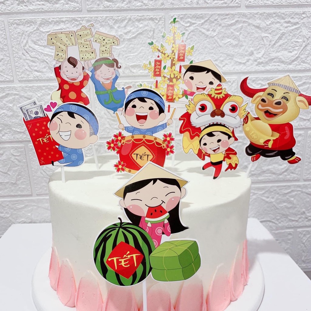 Set Que Trang Trí Tết - Phụ kiện bánh sinh nhật