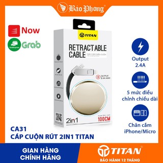 CÁP CUỘN DÂY RÚT 2IN1 LIGHTNING & MICRO TITAN CA31