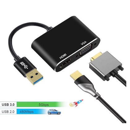 Cáp chuyển USB 3.0 ra HDMI và VGA. Vi Tính Quốc Duy