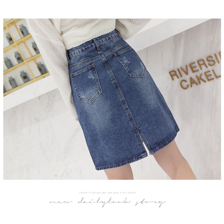 Chân váy jean suông QUẢNG CHÂU size S - 2XL cho nữ CV137