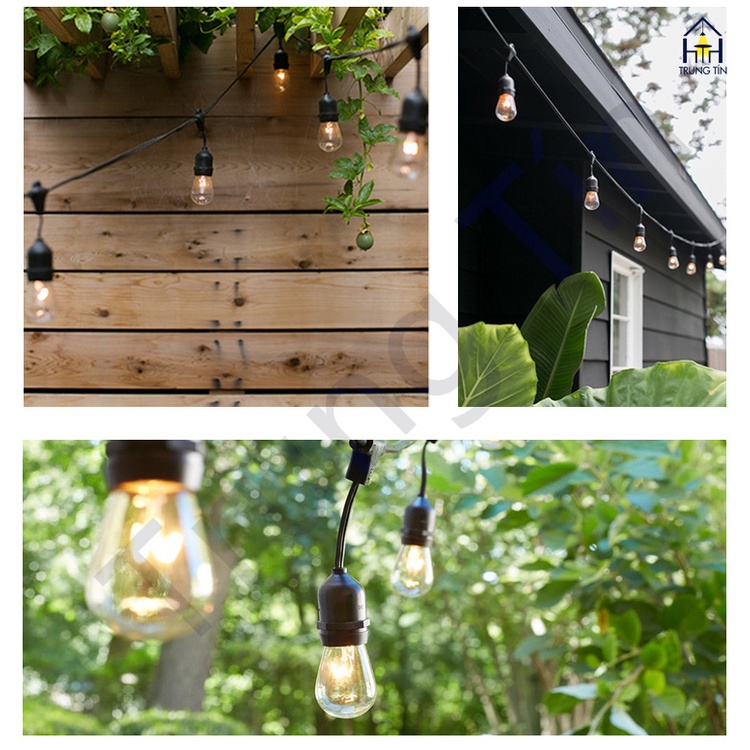 [ HCM ] Dây đèn LED Đui E27 Kín Nước Ngoài Trời trang trí nhà, sân vườn, quán cà phê, quán ăn 5M 10M Trung Tín