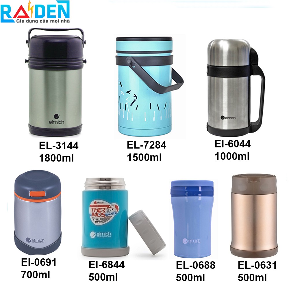 BÌnh đựng nước, đựng thức ăn giữ nhiệt inox 304 thiết kế 3 lớp thương hiệu Elmich