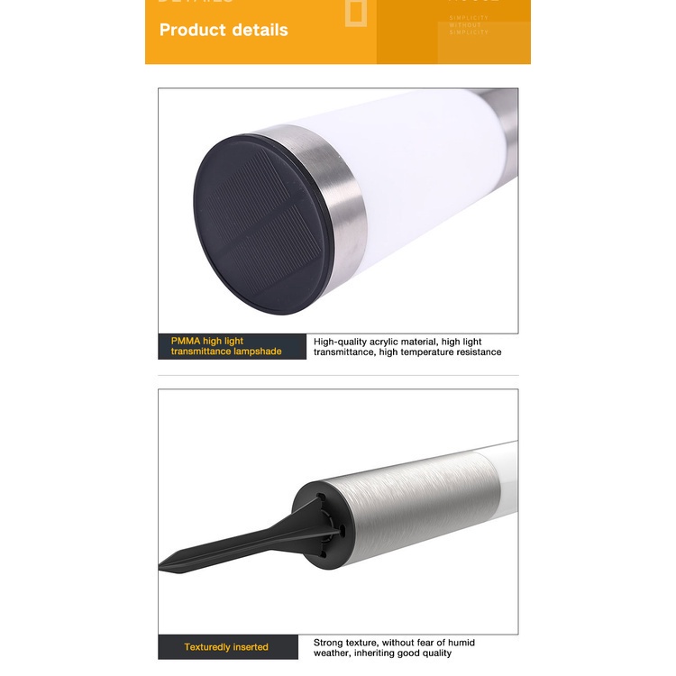 Đèn LED Trang Trí Sân Vườn Hình Trụ Sử Dụng Năng Lượng Mặt Trời Màu Đen