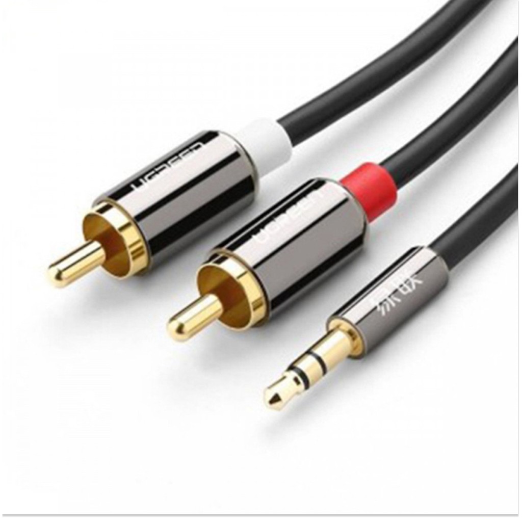 Dây Loa Audio 1 đầu 3,5 mm ra 2 đầu hoa sen (RCA) dài 1,5m UGREEN - Hàng Chính Hãng