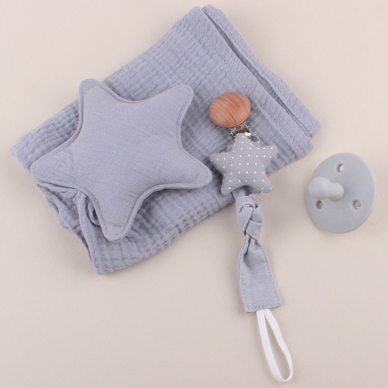 Bộ 3 Khăn Cotton Mềm Mịn Kẹp Núm Vú Giả / Núm Vú Giả Dễ Thương Cho Bé Sơ Sinh