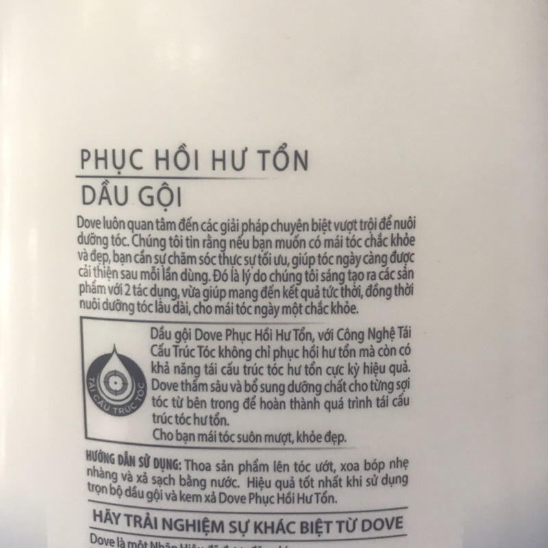 Dầu gội Dove Phục hồi hư tổn 880g