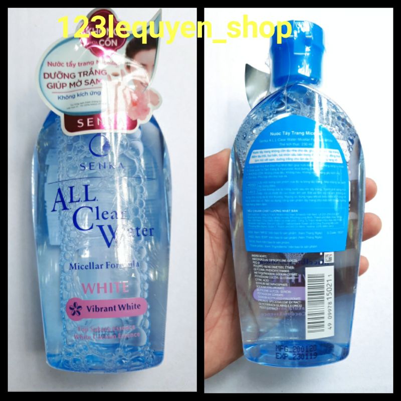 Nước tẩy trang SENKA A.L.L. CLEAR WATER Micellar Formula White 230ml