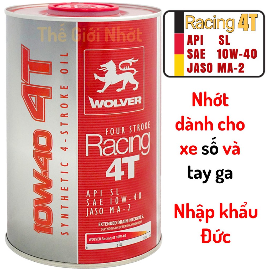 Nhớt Tổng Hợp Wolver Racing 4T SL 10W-40 1L @ 0.8L Nhập Khẩu Đức Chính Hãng