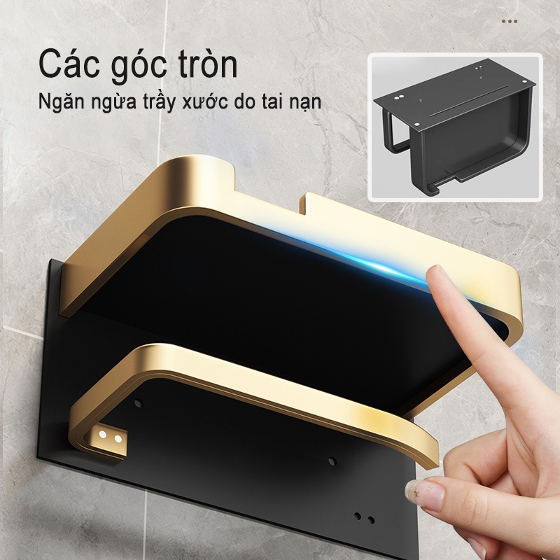 Giá treo cuộn giấy vệ sinh MEIDOO có ngăn giữ đồ dán tường tiện lợi