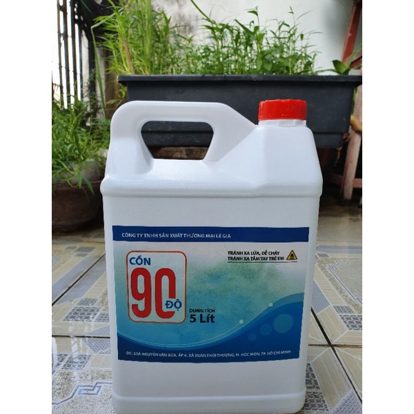 Cồn CN 90 độ bình  5 lít  giá  rẻ, Sát khuẩn  đồ  dùng, tặng bình xịt phun  sương kèm theo,