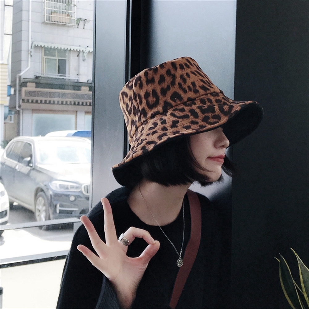 Nón Vành Tròn Hai Mặt Họa Tiết Da Báo Phong Cách Hàn Quốc