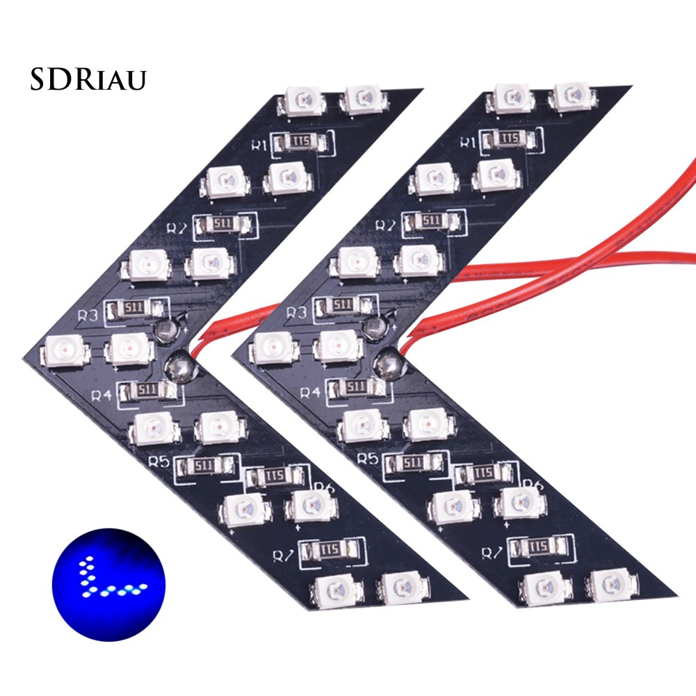 2 Đèn Led 14 Smd Hình Mũi Tên Gắn Kính Chiếu Hậu Xe Hơi