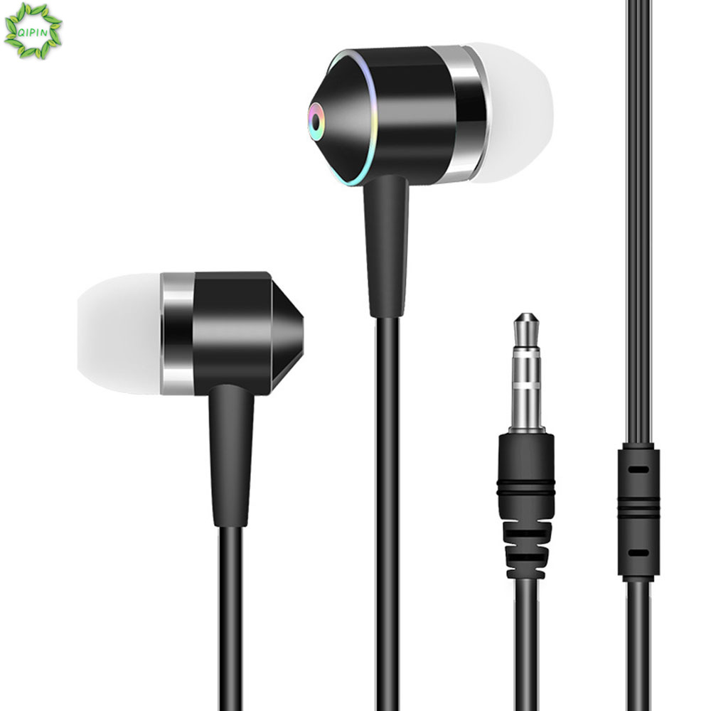 Cod Qipin Universal 3.5mm Color Random Crystal Wire Wired Headset on-Ear Headphones Earphone