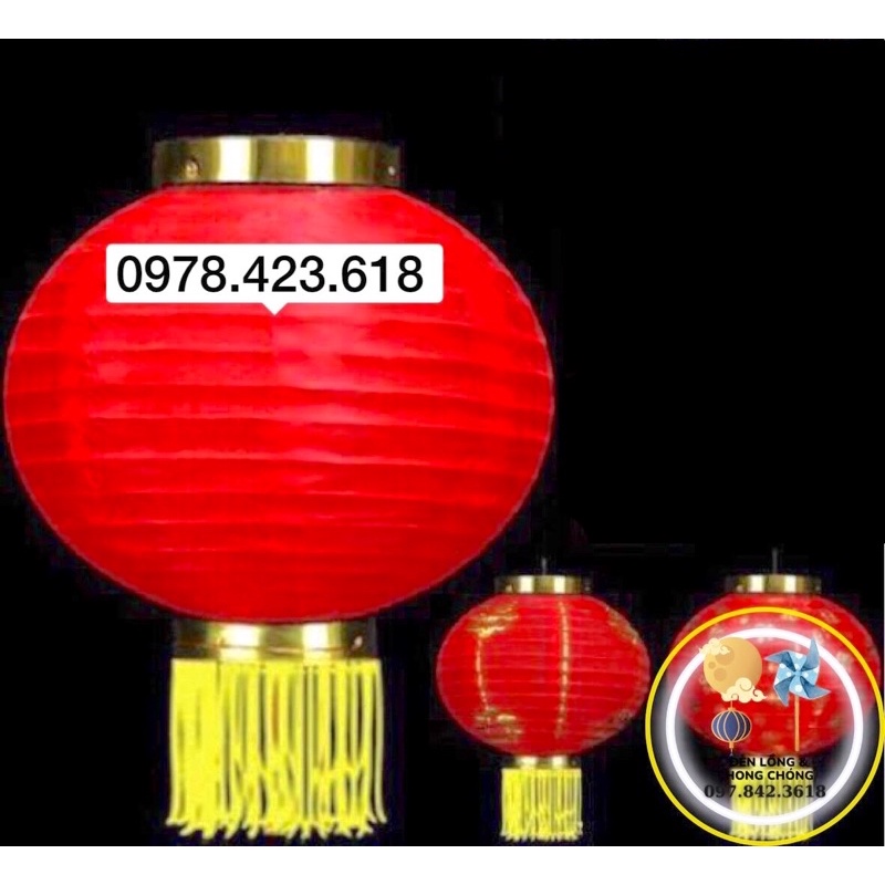Đèn Lồng Vải Đỏ chống nước Trang trí Tết nhà hàng, quán cà phê, hẻm phố, nhà Chùa, khu du lịch ( 20cm có tua rua)