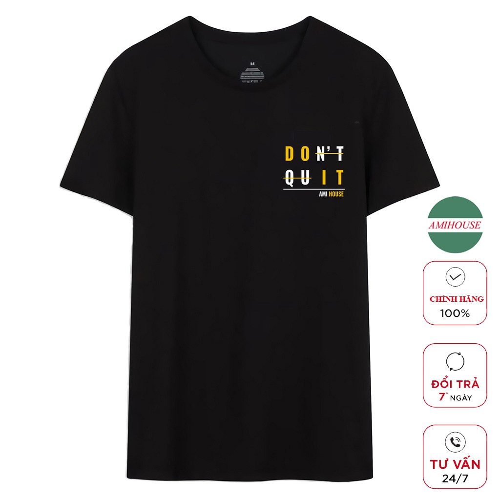 Áo thun tay lỡ AMIHOUSE phông form rộng dont quit mầu trắng và đen