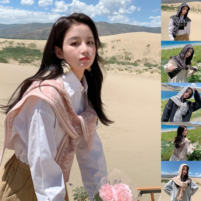 Mũ Trùm Đầu Kiêm Khăn Choàng Cổ Đan Móc In Hoạ Tiết One Piece Thời Trang Cho Nữ