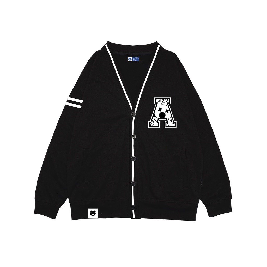 Áo Khoác Cardigan Nữ Học Sinh Hai Màu Đen Trắng Viền Xanh L007