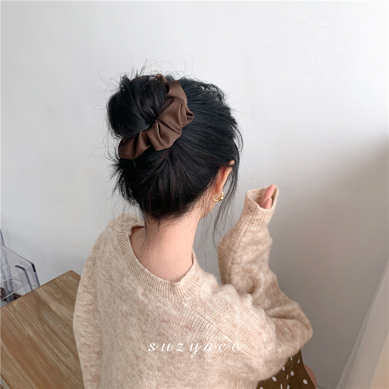 Thun cột tóc vải satin phong cách retro cho nữ