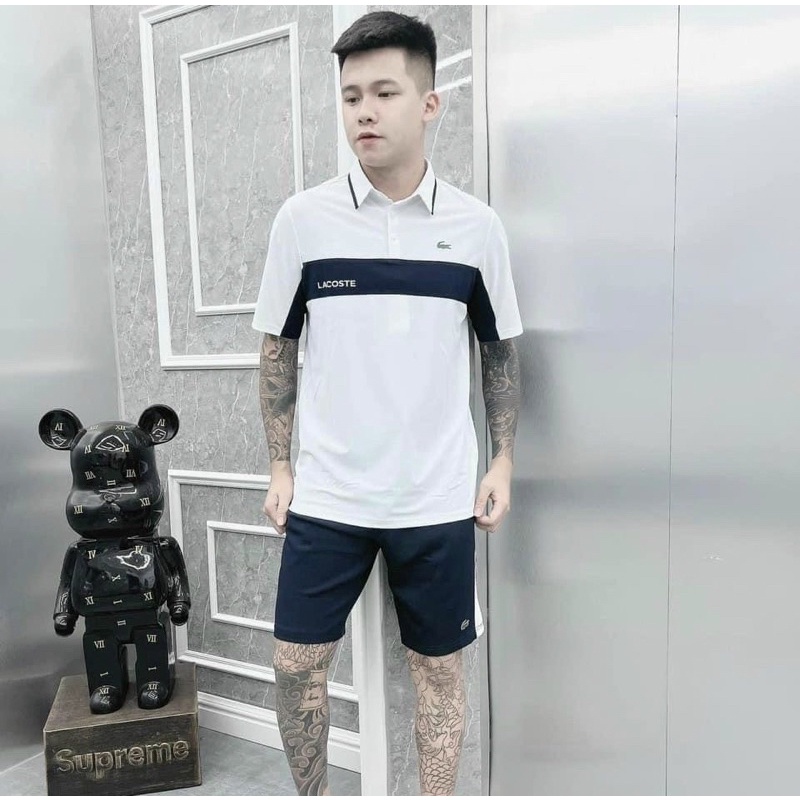 Bộ thể thao LC thời trang nam có hoạ tiết thêu logo, Đồ bộ mùa hè phong cách trẻ trung btshop từ 45 đến 75 kg