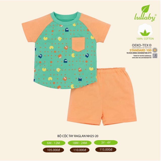 [Lullaby 2020] Bộ cộc tay raglan bé 6m-3y