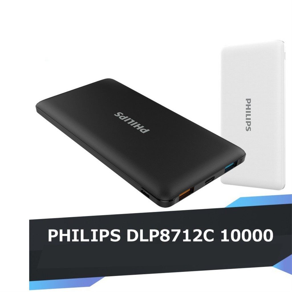 Pin Sạc Dự Phòng 10.000mAh PHILIPS ULTRA FAST 3 Cổng Sạc, Type-C PD 18W, Nhỏ Gọn - Black - DLP8712C-BK - Hàng Ch