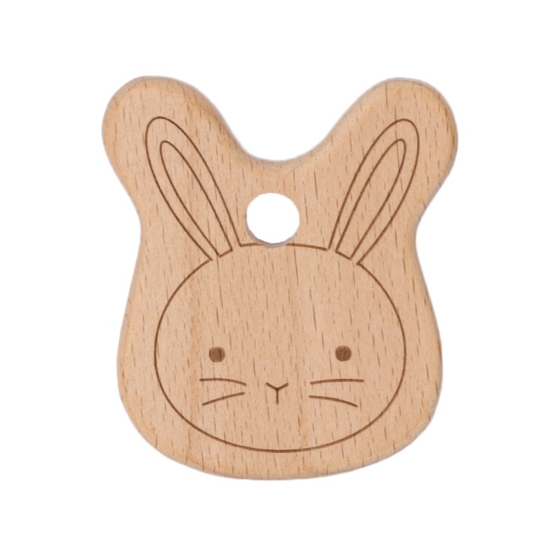 Đồ Chơi Gặm Nướu Hình Thỏ Bằng Gỗ Sồi Tự Nhiên DIY Dành Cho Trẻ Em