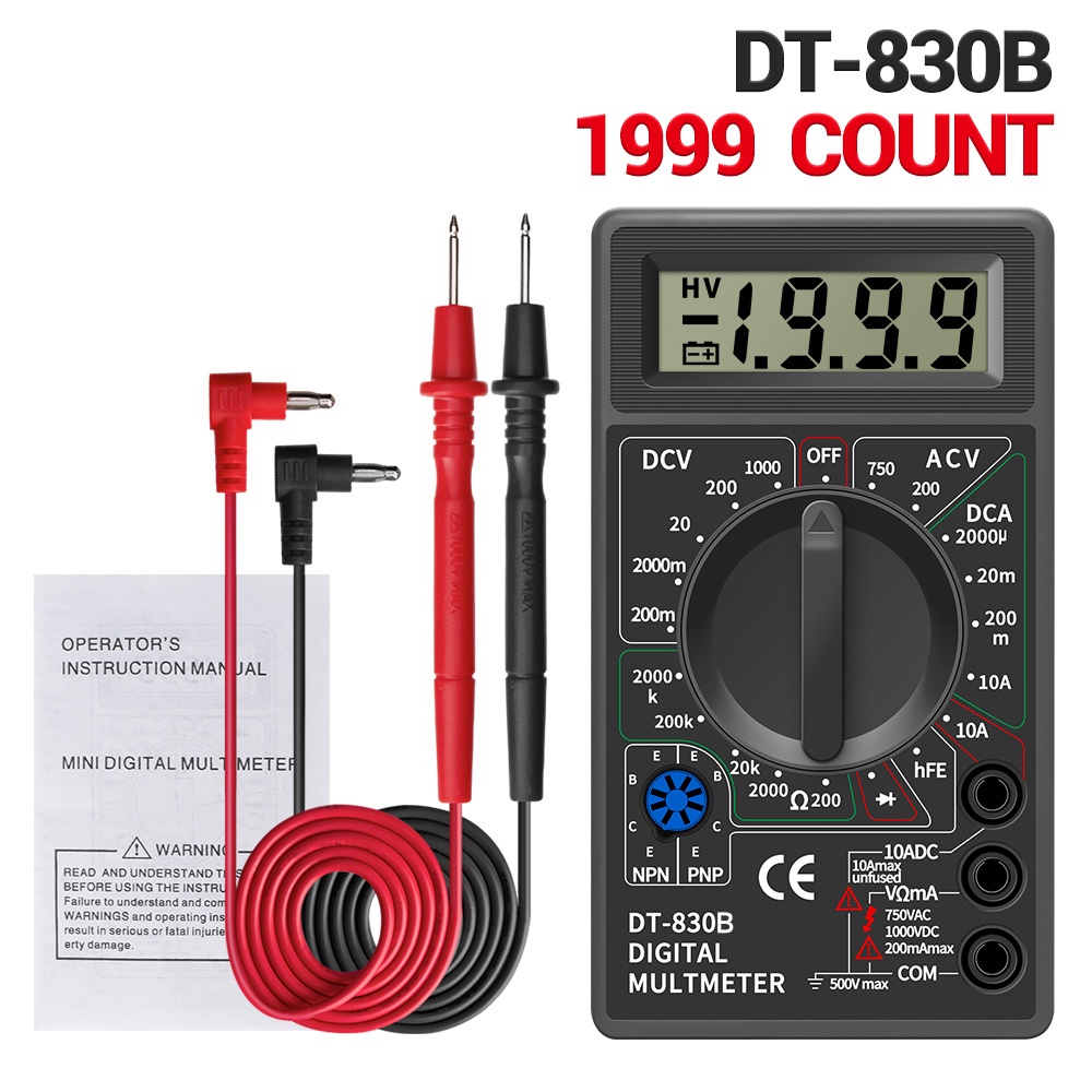 Đồng Hồ Vạn Năng Kỹ Thuật Số DT830B Màn Hình LCD 750 / 1000V Kèm Phụ Kiện