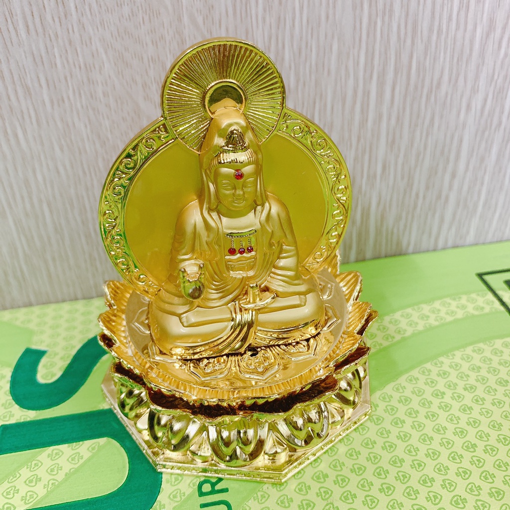 Tượng Phật Bà Quan Thế Âm Bồ Tát 2 Mặt, Đế Hoa Sen Cao Cấp Trang Trí Phòng Khách, Xe Hơi, Bàn Làm Việc