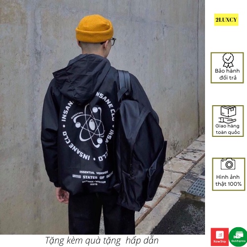 Áo khoác bomber dù có nón nam nữ Unisex form rộng phong cách Ulzzang cá tính sành điệu - LUXCY Store