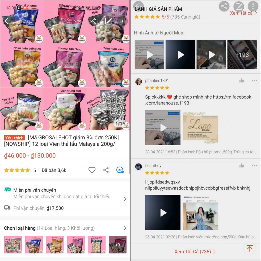 Viên thả lẩu Malaysia 12 loại gói 200g/500g | BigBuy360 - bigbuy360.vn