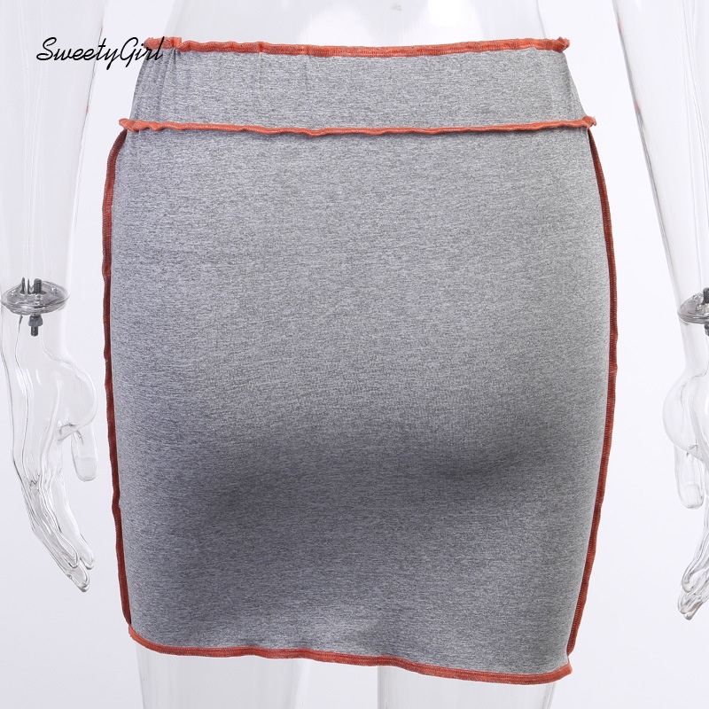 Chân Váy Ôm Mini Viền Màu Tương Phản Thời Trang Cho Nữ