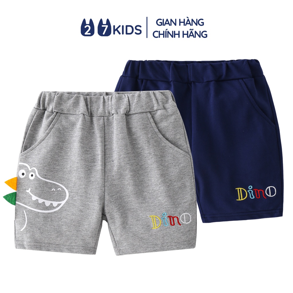 Quần short bé trai 27Kids WELLKIDS Quần đùi khủng long nam 100% Cotton cho trẻ từ 2-8 tuổi BSPS9