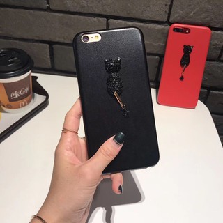 Ốp lưng dẻo mèo mặt lưng giả da - Iphone 6, 6plus, 7, 7plus, 8, 8plus, X