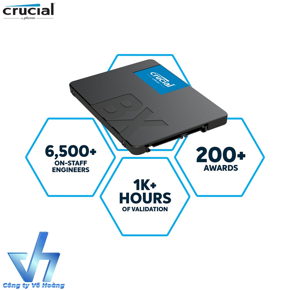 SSD Crucial 240GB BX500 by Micron - SSD chính hãng tốc độ cao, chip 3D Nand, bảo hành 3 năm