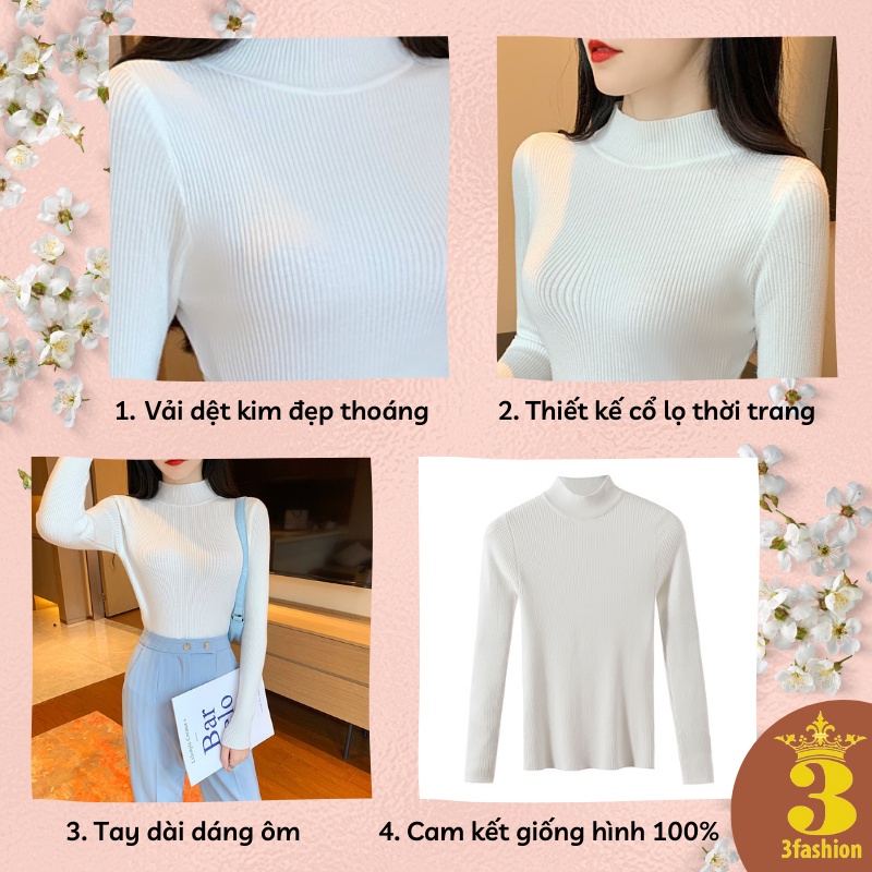 Áo Cổ Lọ, Áo cổ cao, áo len nữ tay dài, Vải Dệt Kim Mềm Mịn Mát Thiết Kế Trẻ Trung Thanh Lịch - MSP T10