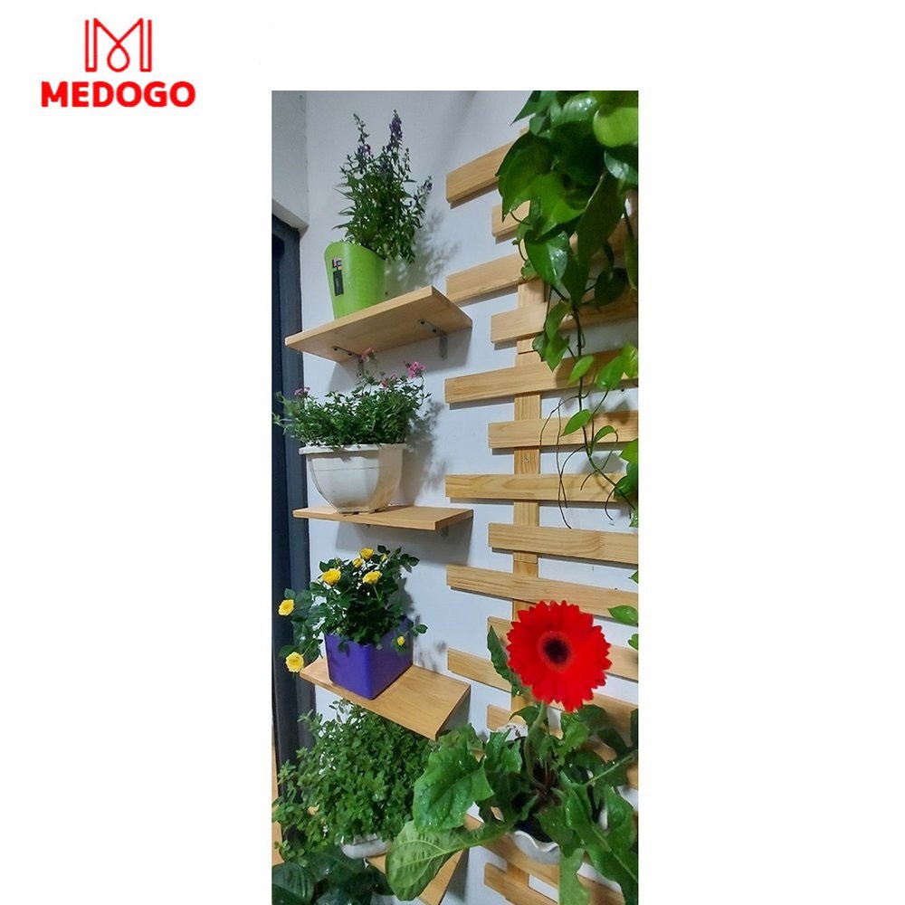 Bộ kệ gỗ ban công MEDOGO treo tường trồng hoa, cây cảnh, giá gỗ thông treo tường trang trí phong cách Hàn Quốc